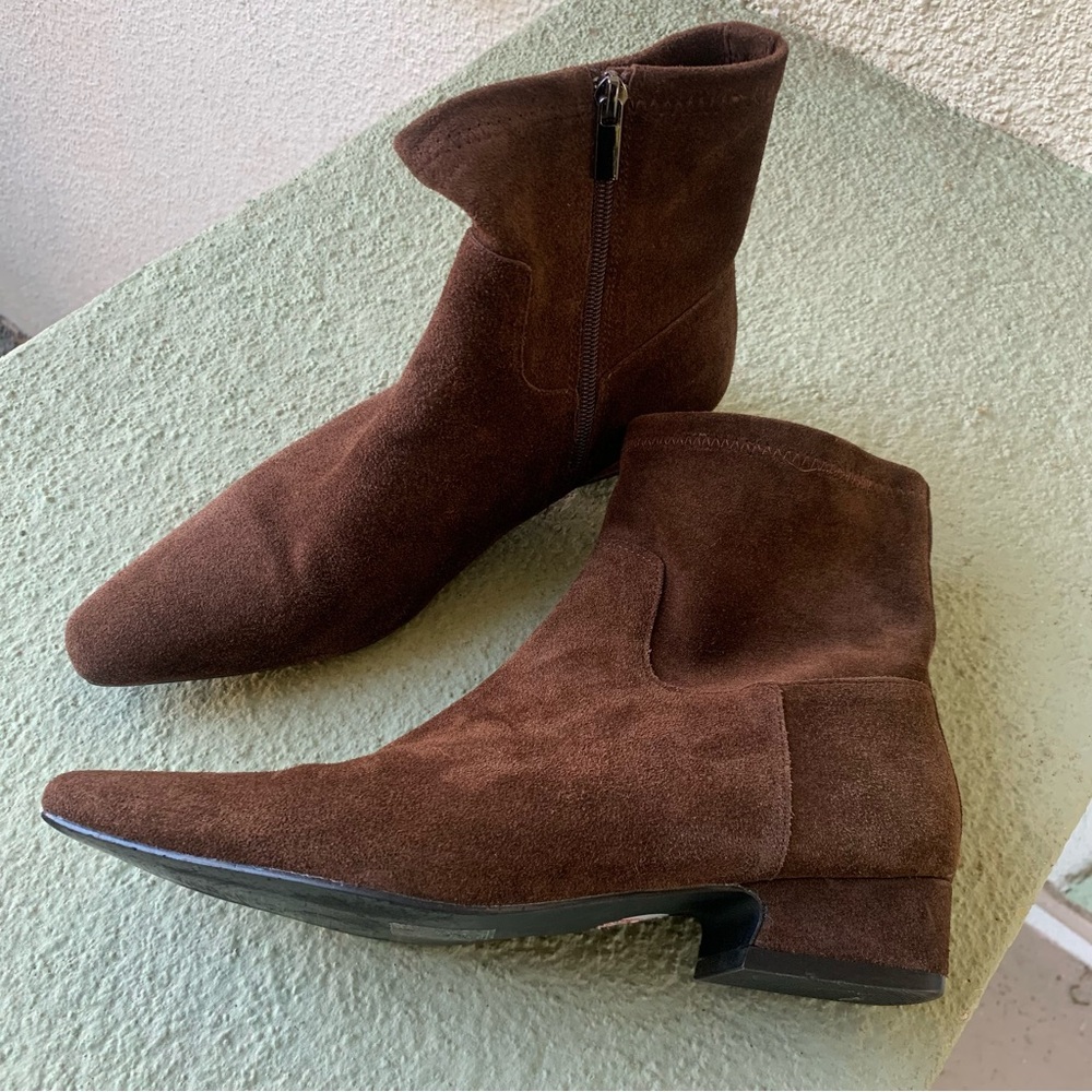 Jason Wu Dark Brown Suede Pointed Toe Ankle Booties - Picture 5 of 15